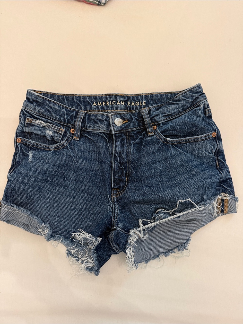 American Eagle Outfitters Dark Blue Distressed Denim Cutoff Shorts